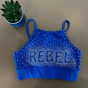 Rebel Blue Rhinestone Crop Top